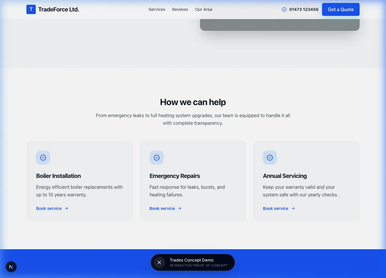 Local Trades Website screenshot 2